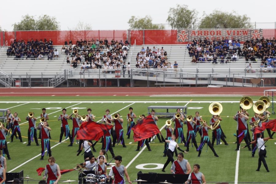 Skyhawks+Marching+Band+performs+at+Arbor+View+High+School+on+Nov.+5