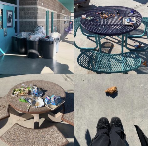 Collage of littering around campus.