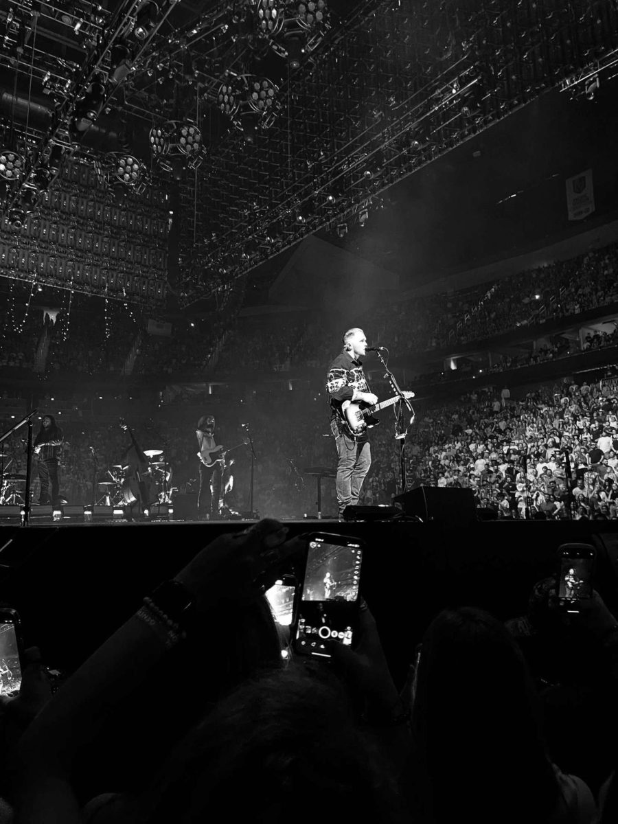 Zach Bryan performs at his concert in Las Vegas on Aug. 19.