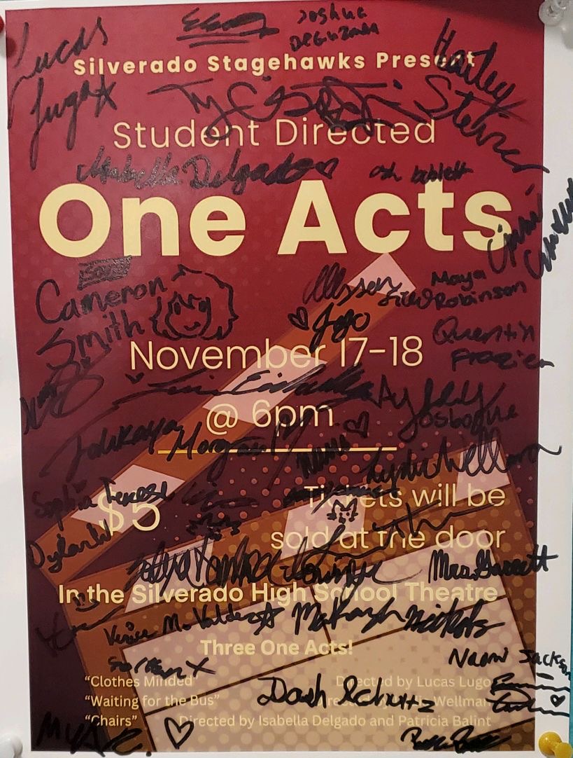 Actors+and+techs+from+the+One-Acts+signed+a+poster+for+their+plays.